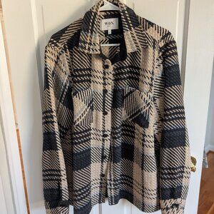 Wax London Whiting Overshirt Black/Ecru Spear Check (Large)